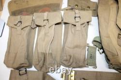 WW2 Era British Field Gear Army Military Canvas Backpack Belt Ammo Pouch Set A