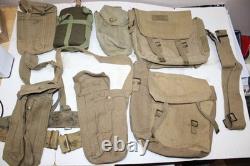 WW2 Era British Field Gear Army Military Canvas Backpack Belt Ammo Pouch Set B