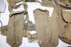 WW2 Era British Field Gear Army Military Canvas Backpack Belt Ammo Pouch Set B