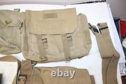 WW2 Era British Field Gear Army Military Canvas Backpack Belt Ammo Pouch Set B