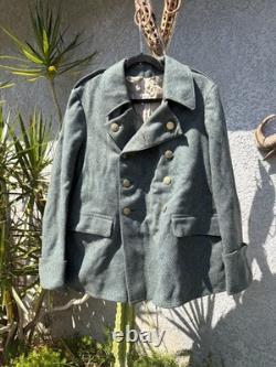 WW2 Swiss Army Jacket Wool Military Pea Coat SZ M L Rare 40s / 50s Vintage
