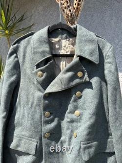WW2 Swiss Army Jacket Wool Military Pea Coat SZ M L Rare 40s / 50s Vintage