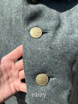 WW2 Swiss Army Jacket Wool Military Pea Coat SZ M L Rare 40s / 50s Vintage