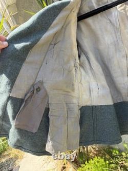 WW2 Swiss Army Jacket Wool Military Pea Coat SZ M L Rare 40s / 50s Vintage