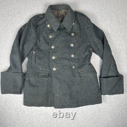 WW2 Swiss Army Jacket Wool Military Pea Coat, size L -XL Rare 1941 Vintage