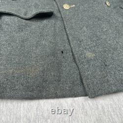 WW2 Swiss Army Jacket Wool Military Pea Coat, size L -XL Rare 1941 Vintage