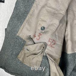 WW2 Swiss Army Jacket Wool Military Pea Coat, size L -XL Rare 1941 Vintage