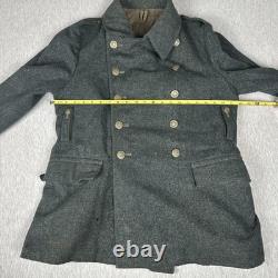WW2 Swiss Army Jacket Wool Military Pea Coat, size L -XL Rare 1941 Vintage