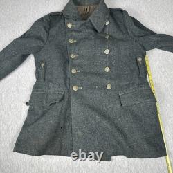 WW2 Swiss Army Jacket Wool Military Pea Coat, size L -XL Rare 1941 Vintage
