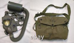 WWII 1942 US Military Army Lightweight Service Gas Mask, Sz Small with Filter, Bag