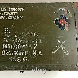 WWII-Cold War Era 351st Infantry Military Army Trunk Footlocker Brooklyn NY Vtg