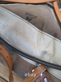WWII Swedish Army Military Framed Canvas Leather Backpack Ruck 3 Crown Vtg