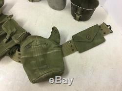 WWII WW2 US Military Army Belt First Aid Pouch 2 Canteens Ammo Cups