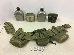 WWII WW2 US Military Army Belt First Aid Pouch 2 Canteens Ammo Cups
