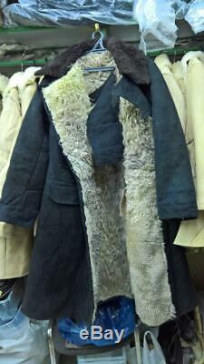 Warm TULUP Bekesha Black Jacket Russian Army Officer Winter Sheepskin Coat USSR