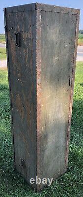 Wood Military Box 65'' x 17'' Vintage 3 latch 4 handle chest tool army crate